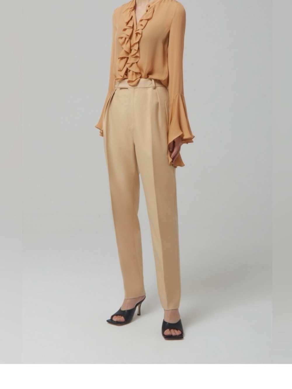 Khaite Magdalene Pant Khaki Beige Cotton Trouser, Size 2